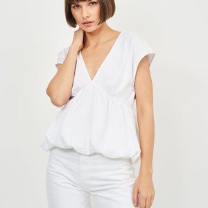 NWT Zara COMBINATION BALLOON TOP White Size S 5580/634/250